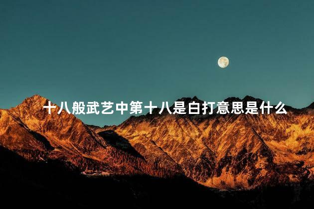 十八般武艺中第十八是白打意思是什么 十八般武艺中第十八是白打意思是什么