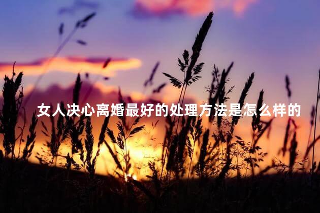 女人决心离婚最好的处理方法是怎么样的