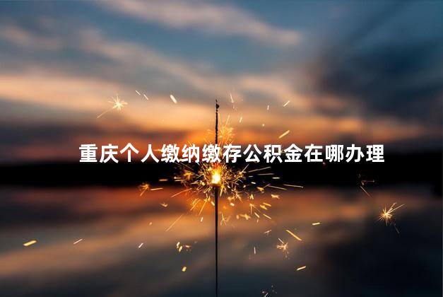 重庆个人缴纳缴存公积金在哪办理